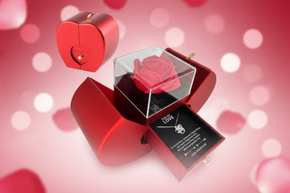 Ruby Red Rose Jewelry Gold + Silver Necklace Pendant