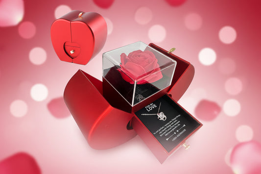 Ruby Red Rose Jewelry Gold + Silver Necklace Pendant